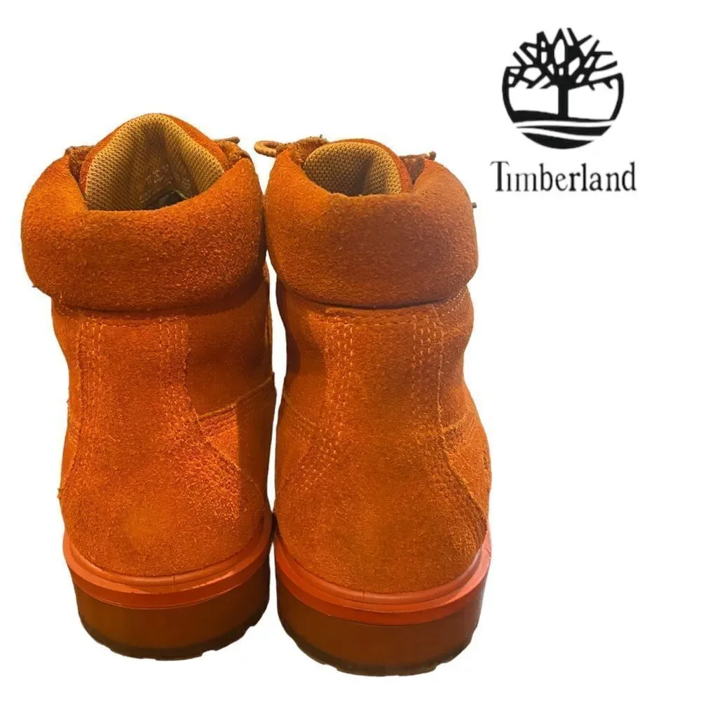 Timberland Big Kids 6 Inch Premium Waterproof Suede Leather Rust Boots 5.5